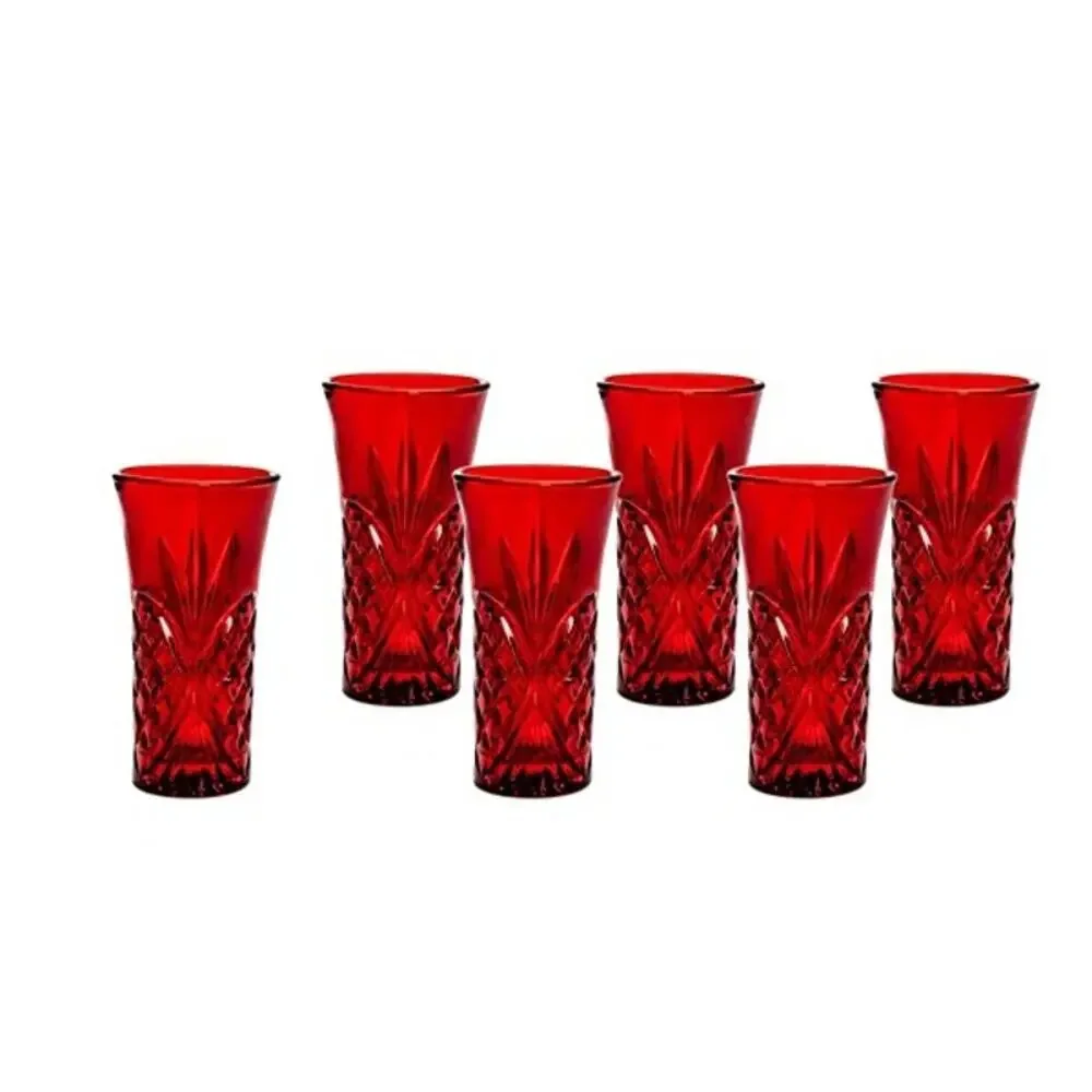 NEW Godinger Dublin Ruby Red Crystal Shot Glasses Set of 6 Holiday Barware